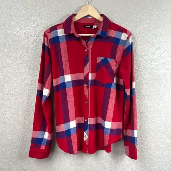 UO BDG Plaid Flannel Button Down Shirt - Picture 1 of 6